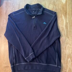 Tommy‎ Bahama Men's XL Navy Blue 1/4 Zip Pullover Sweatshirt